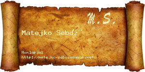 Matejko Sebő névjegykártya